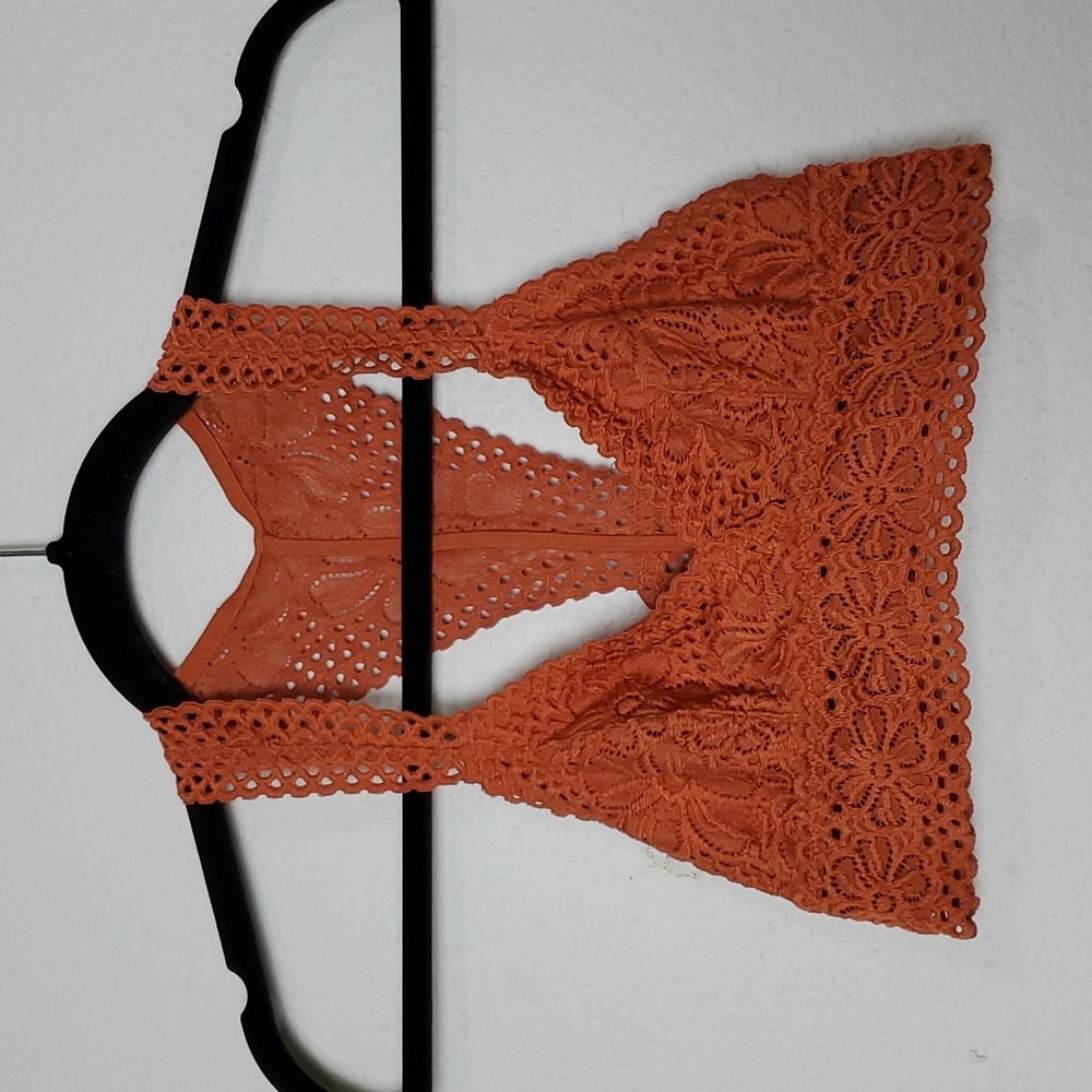 Aerie Orange Lace Bralette Bra Festival Top  Size XS